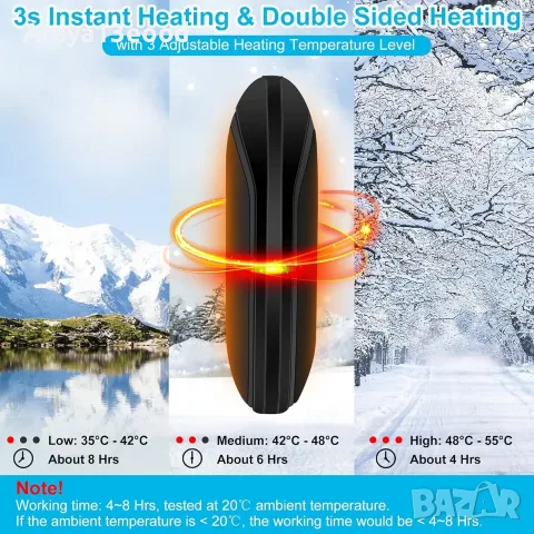 Акумулаторен нагревател за ръце SKYAYA ZLS-118 – 5200 mAh, двустранно отопление, снимка 2 - Друга електроника - 55937432