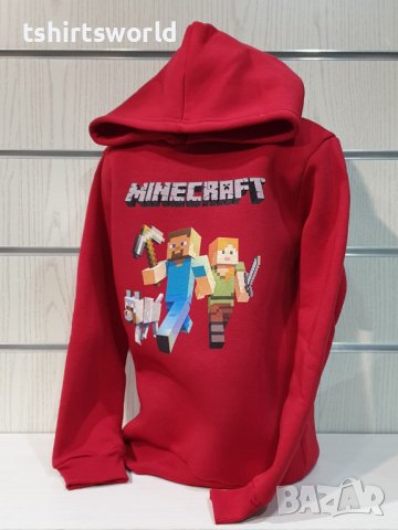 Нов детски суичър с дигитален печат MINECRAFT (Майнкрафт) в червен цвят, снимка 3 - Детски анцузи и суичери - 39094856