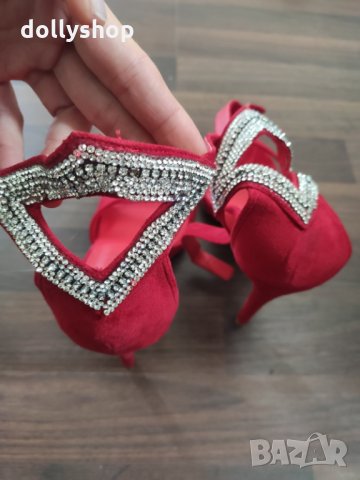 Червени Дамски Обувки на ток, снимка 5 - Дамски обувки на ток - 34266844