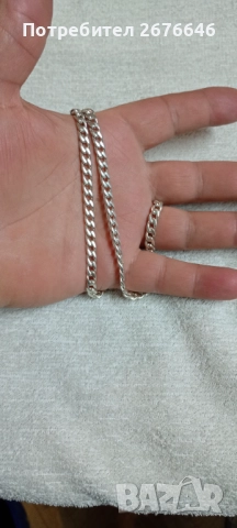 Сребърен ланец, снимка 5 - Колиета, медальони, синджири - 52146921