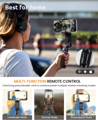 ESSAGER Gimbal трипод с подвижна запълваща светлина за iPhone ,Android, снимка 2 - Чанти, стативи, аксесоари - 52430894