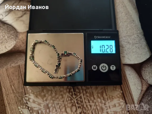 Сребърна гривна с кристали , снимка 4 - Гривни - 54528979