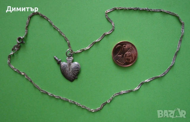 Сребърен синджир със сърце 925, снимка 3 - Колиета, медальони, синджири - 53925270