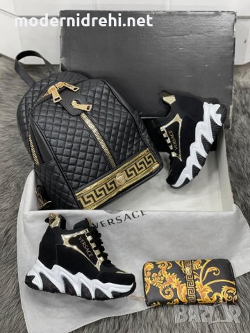 Дамска раница чанта портфейл и кецове Versace код 123, снимка 1 - Дамски ежедневни обувки - 34543196