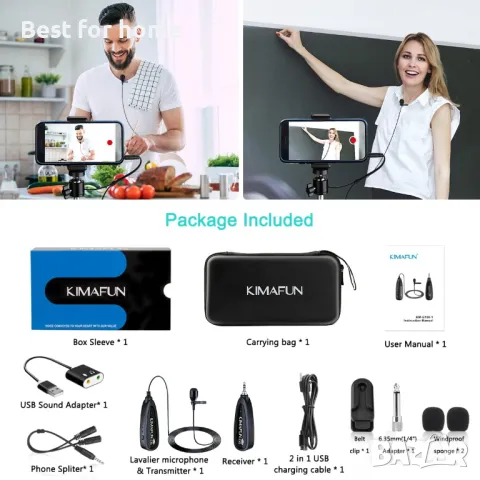 Безжична петлична микрофонна система KIMAFUN, снимка 6 - Микрофони - 49660537