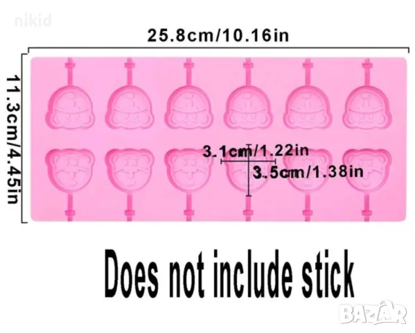 12 бр мече мечета силиконов молд форма за направа на близалки на клечка декор торта фондан шоколад, снимка 3 - Форми - 48327412