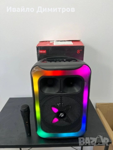 Караоке тонколона с Bluetooth KTS-1727 8'' и микрофон, снимка 3 - Bluetooth тонколони - 54216755