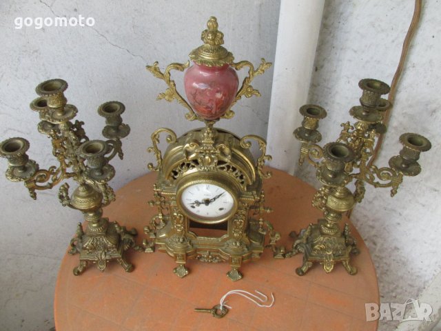 Рядък Каминен Часовник Бронз, Франция,Стар, старинен, арт, античен, винтидж масивен бароков каминен , снимка 12 - Антикварни и старинни предмети - 37346252