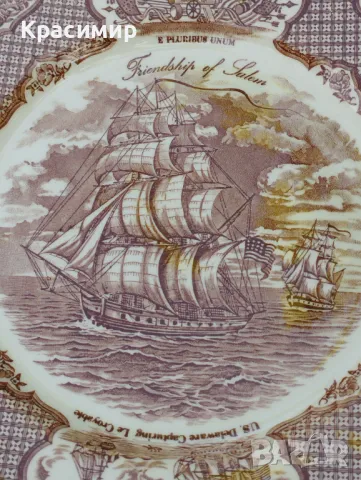 Винтидж Fair Winds ⛵ чиния за основно Staffordshire England Alfred Meakin 💥Има шупла в задната част, снимка 2 - Чинии - 47369297