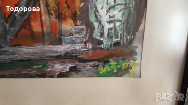 Стар авторски акварел, снимка 3 - Антикварни и старинни предмети - 29222478