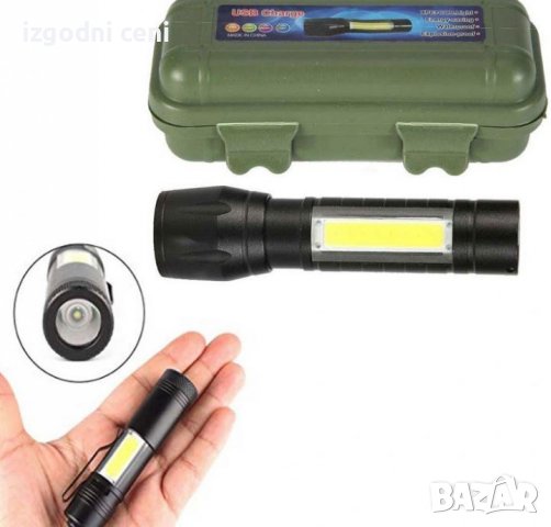Мощен джобен LED фенер USB зареждане, снимка 2 - Други - 38322342