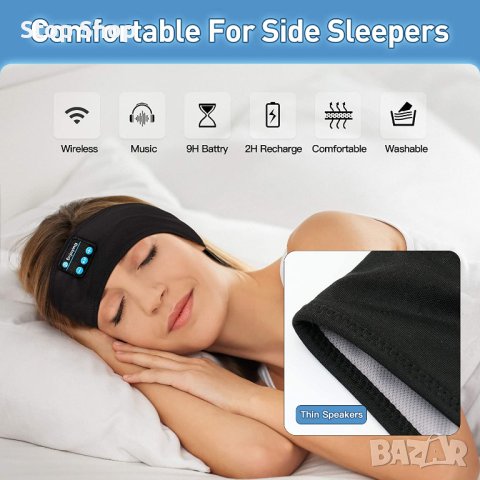 Слушалки Navly Sleep Bluetooth Спортни слушалки с лента за глава с ултратънки HD стерео високоговори, снимка 8 - Bluetooth слушалки - 40628025