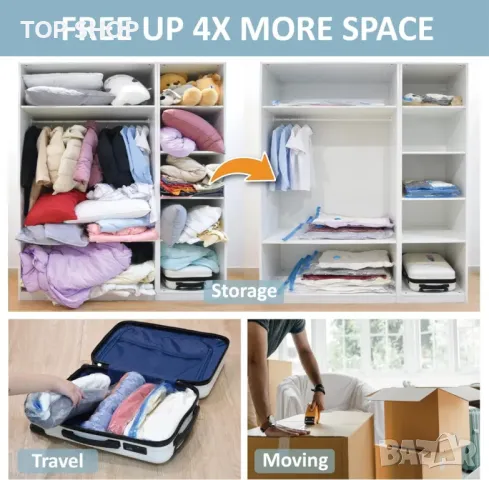 8 пакета вакуумни торби за съхранение, спестяващи място торби (2 джъмбо/2 големи/2 средни/2 малки) к, снимка 3 - Възглавници - 48925544