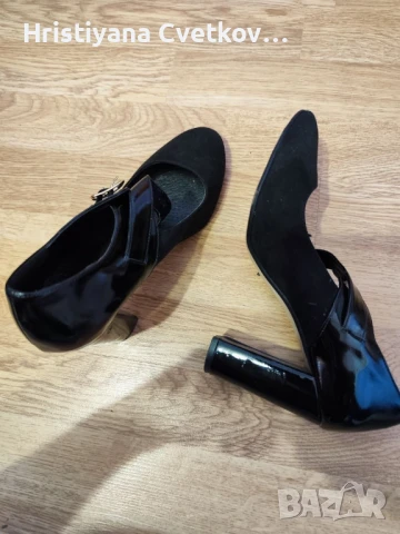 Черни елегантни дамски обувки на ток , снимка 6 - Дамски елегантни обувки - 50757453