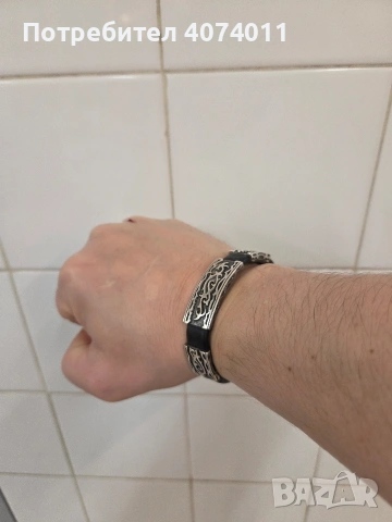 мъжка сребърна гривна, снимка 2 - Гривни - 53997303