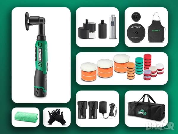 Професионална полираща машина, акумулаторна, 2 батерии + аксесоари, BATOCA S6 Mini, снимка 11 - Полирмашини - 52468191