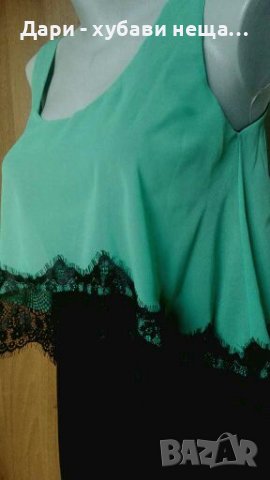 Туника/рокля в зелено и черно, с дантелен акцент🍀❤S,M❤🍀арт.4358, снимка 2 - Туники - 37180902