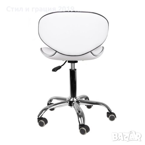 Козметичен стол - табуретка с облегалка Gabbiano Q-4599 78/93 см - бяла/черна/сива, снимка 4 - Педикюр и маникюр - 44389928