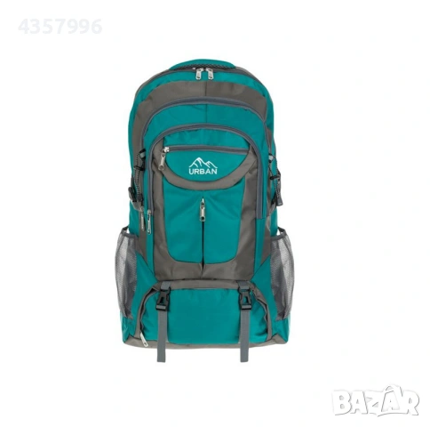Туристическа раница, Текстил, 60л., Сив-Зелен