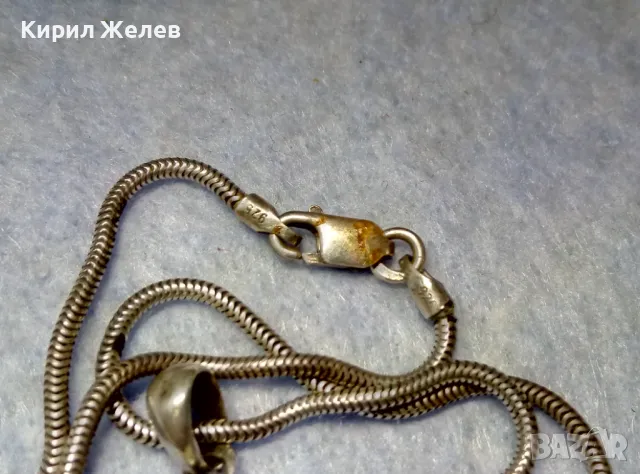 СТИЛНО СРЕБЪРНО КОЛИЕ с ЛИСТОВИДЕН СЕДЕФЕН СРЕБЪРЕН МЕДАЛЬОН СРЕБРО 925 ФИНА РЪЧНА АРТ РАБОТА 49787, снимка 11 - Колиета, медальони, синджири - 49885908
