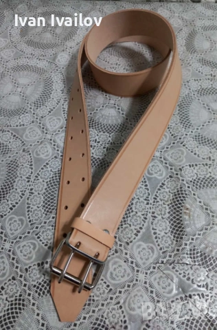 МАСИВЕН Мъжки колан (5 см ширина) – НАТУРАЛНА КОЖА – Двойна катарама, снимка 2 - Колани - 54126239