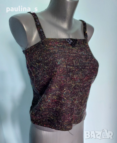 Космат топ тип потник, с пайети / малък размер , снимка 2 - Потници - 36527836