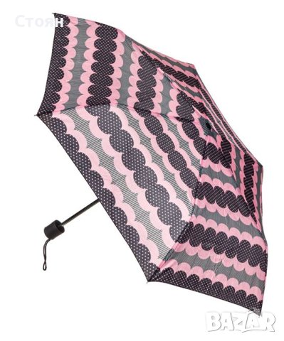 Сгъваем чадър за дъжд с черни розови геометрични шарки 23,5 см, снимка 3 - Други - 42876483
