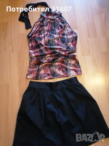 Сет - елегантен топ и сатенена пола, снимка 2 - Корсети, бюстиета, топове - 54244376