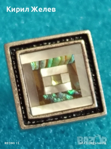 ВИНТИДЖ СРЕБЪРНО КОПЧЕ за РЪКАВЕЛИ с ЦВЕТЕН СЕДЕФ ЮВЕЛИРНА ИЗРАБОТКА 34019, снимка 4 - Други ценни предмети - 52855284