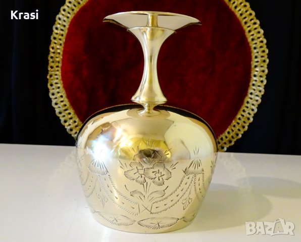 Английски бронзов бокал,чаша за вино,маркиран, снимка 3 - Антикварни и старинни предмети - 38407530