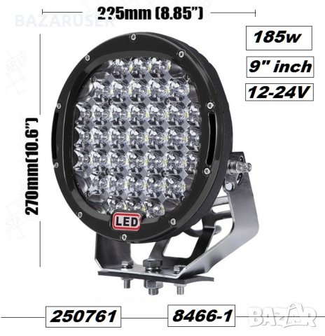 Водоустойчив Метален Халоген Стъклен обектив 12/24V  LED-C96-CR черен-пита 185W (1бр.) -/250761, снимка 2 - Аксесоари и консумативи - 30700359