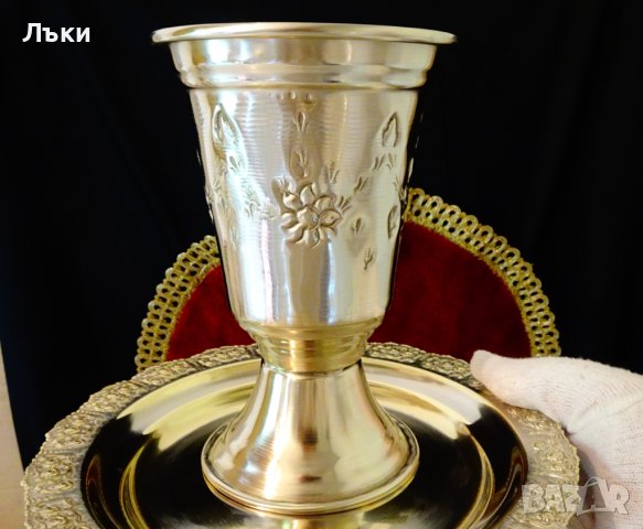 Посребрена чаша за вино,бокал 300 мл.,релеф., снимка 2 - Антикварни и старинни предмети - 37997260
