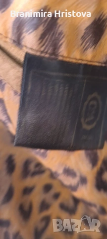 C&A дамско яке от естествен свински велур – размер 44, бежово/камел, леопардова подплата, снимка 4 - Палта, манта - 53101552