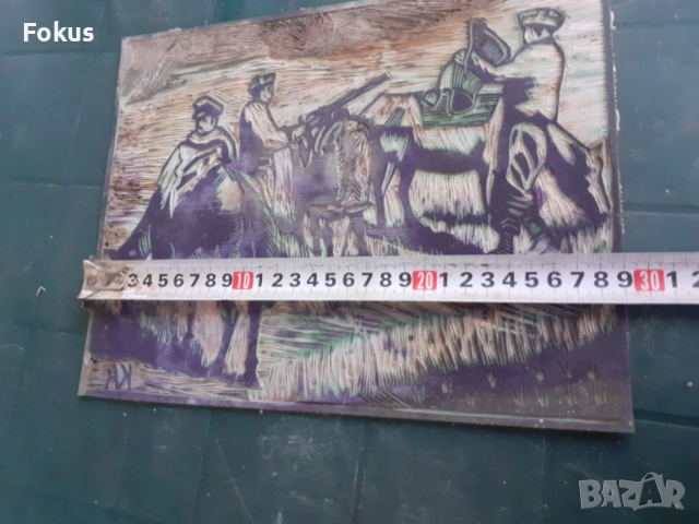 Оригинална стара матрица за линогравюра с подпис КА, снимка 6 - Антикварни и старинни предмети - 53285703