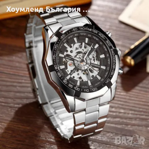 Механичен самонавиващ се мъжки часовник с Open Heart дизайн, снимка 12 - Друга електроника - 50272604