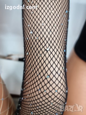 Луксозен чорапогащник мрежа черна с кристали, снимка 4 - Бельо - 39193620