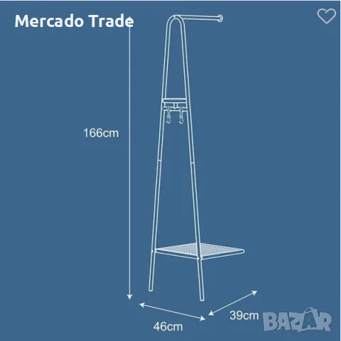 Декоративна многофункционална стенна закачалка за дрехи Mercado Trade, Черна, снимка 3 - Закачалки - 55931769