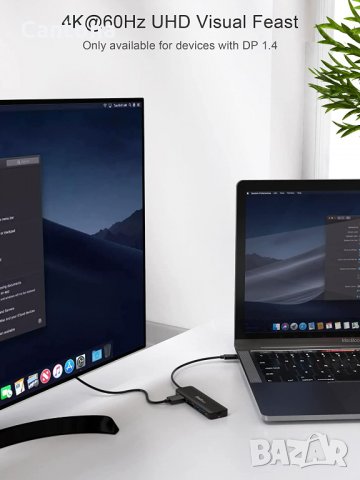 Dockteck USB C хъб, HyperExtended 6-в-1 докинг, 4K 60Hz HDMI, 100W PD, 2хUSB 3.0 , снимка 4 - Други - 35108910