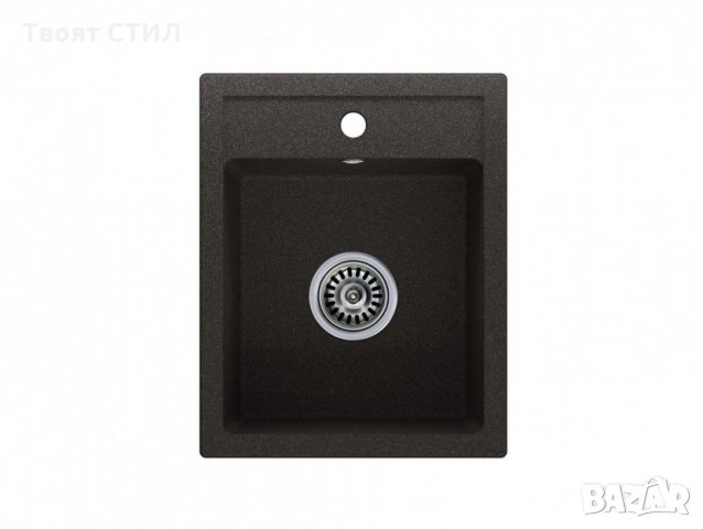 Гранитна Мивка за Кухня модел РИГА графит - Антибактериална Цвят Черно Кухненска мивка 