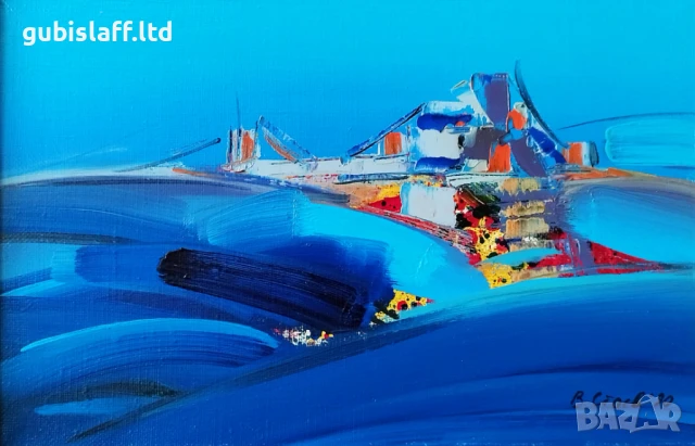 Картина "Пейзаж", худ. Васил Стоев, 1990 г., снимка 2 - Картини - 51115143