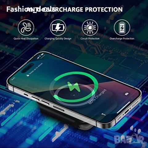 Ново Сгъваемо безжично зарядно устройство 3 в 1 бързо магнитно преносимо телефон слушалки часовник, снимка 5 - Аксесоари за Apple - 40835117