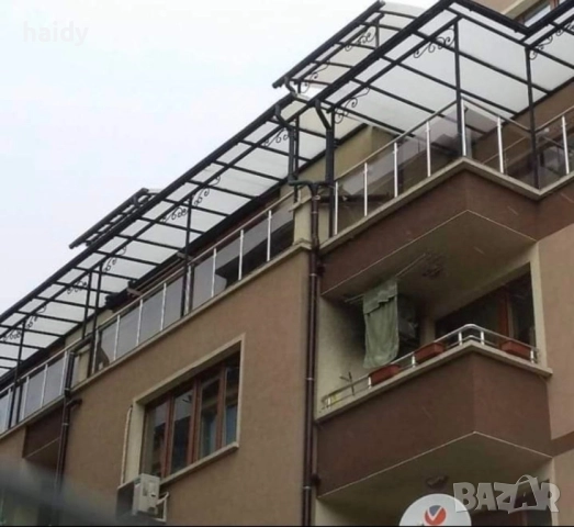 Навеси от метални конструкции с поликарбонат и сандвич панел , снимка 12 - Ремонти на покриви - 52533702