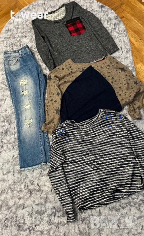 Лот дънки + три броя блузи 