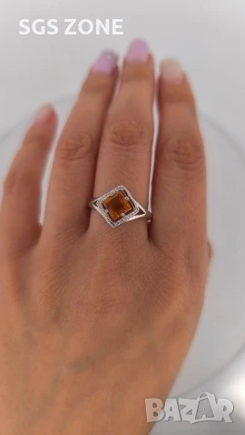 СРЕБЪРЕН ПРЪСТЕН ОТ ТАЙЛАНД СЪС ПЕРИДОТ ЦИТРИН ИЛИ АМЕТИСТ, снимка 9 - Пръстени - 51179041