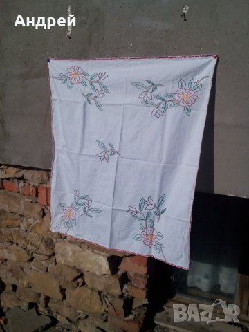 Старинна бродирана покривка #38, снимка 3 - Антикварни и старинни предмети - 30731332
