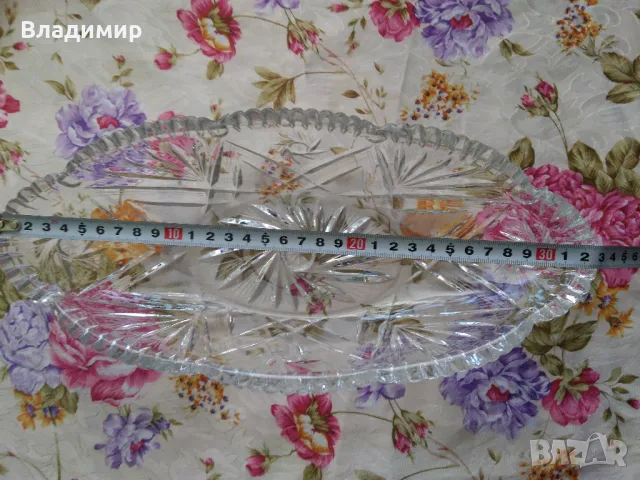 Кристална голяма елипсовидна купа, фруктиера, снимка 4 - Декорация за дома - 47463734