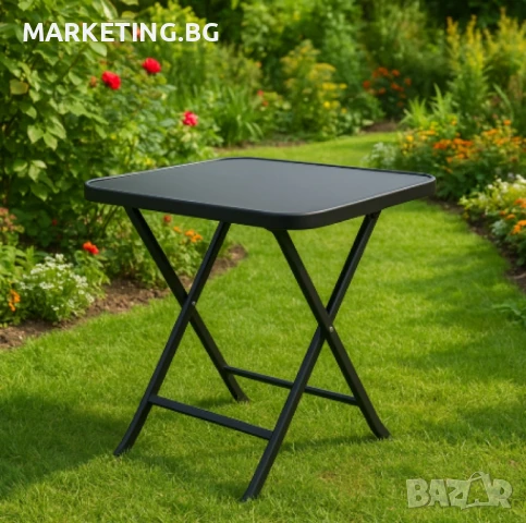 Сгъваема маса Muhler, със стъклен плот