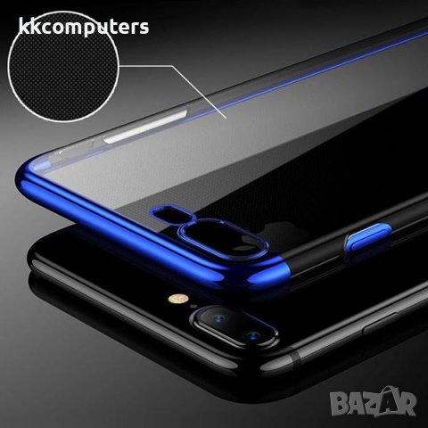 Калъф силикон Electro прозрачен / Синя - рамка / за iPhone 7G / 8G / SE 2020, снимка 3 - Калъфи, кейсове - 37078833