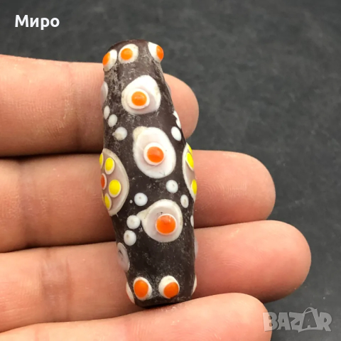 РИСУВАНО СТЪКЛО СТАРА МЪНИСТА ТАЛИСМАН ПРОТИВ УРОКИ АМУЛЕТ ДЗИ МЪНИСТА, снимка 2 - Антикварни и старинни предмети - 44656214