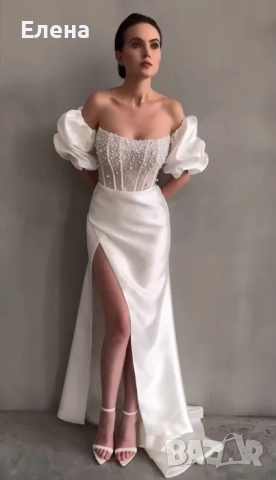 Сватбена рокля + дълъг воал подарък, снимка 2 - Сватбени рокли - 52230092